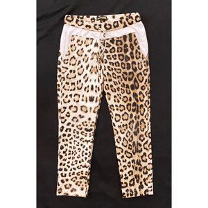 $219 Roberto Cavalli 130 7 Sweatpants Track Lounge Pants Sweat Leopard Print
